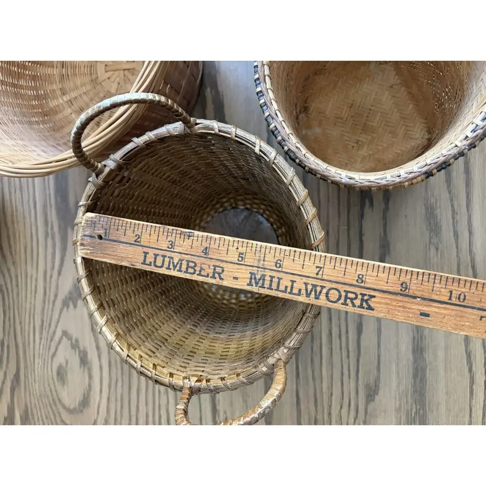 Vintage Woven Basket Planter Set of Four 10” 6